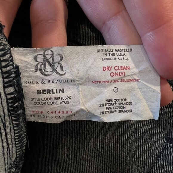 Rock & Republic Berlin Rhinestone Jeans in Attraction Wash Midrise Skinny Sz 29 - Picture 9 of 12